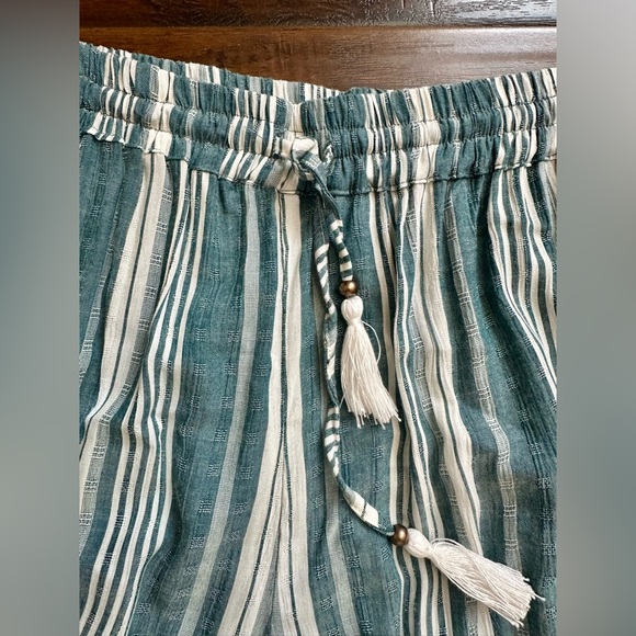 Angie Teal Striped Tiered Wide Leg Pants - Picture 6 of 11